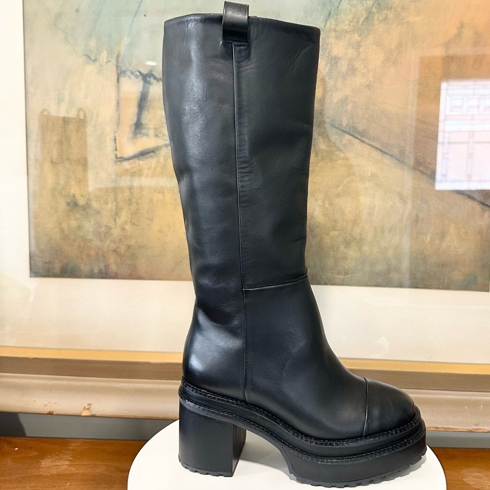 🌹CULT GAIA🌹 Hana Block Heel Leather Boots Black Size: 35 - Picture 3 of 13